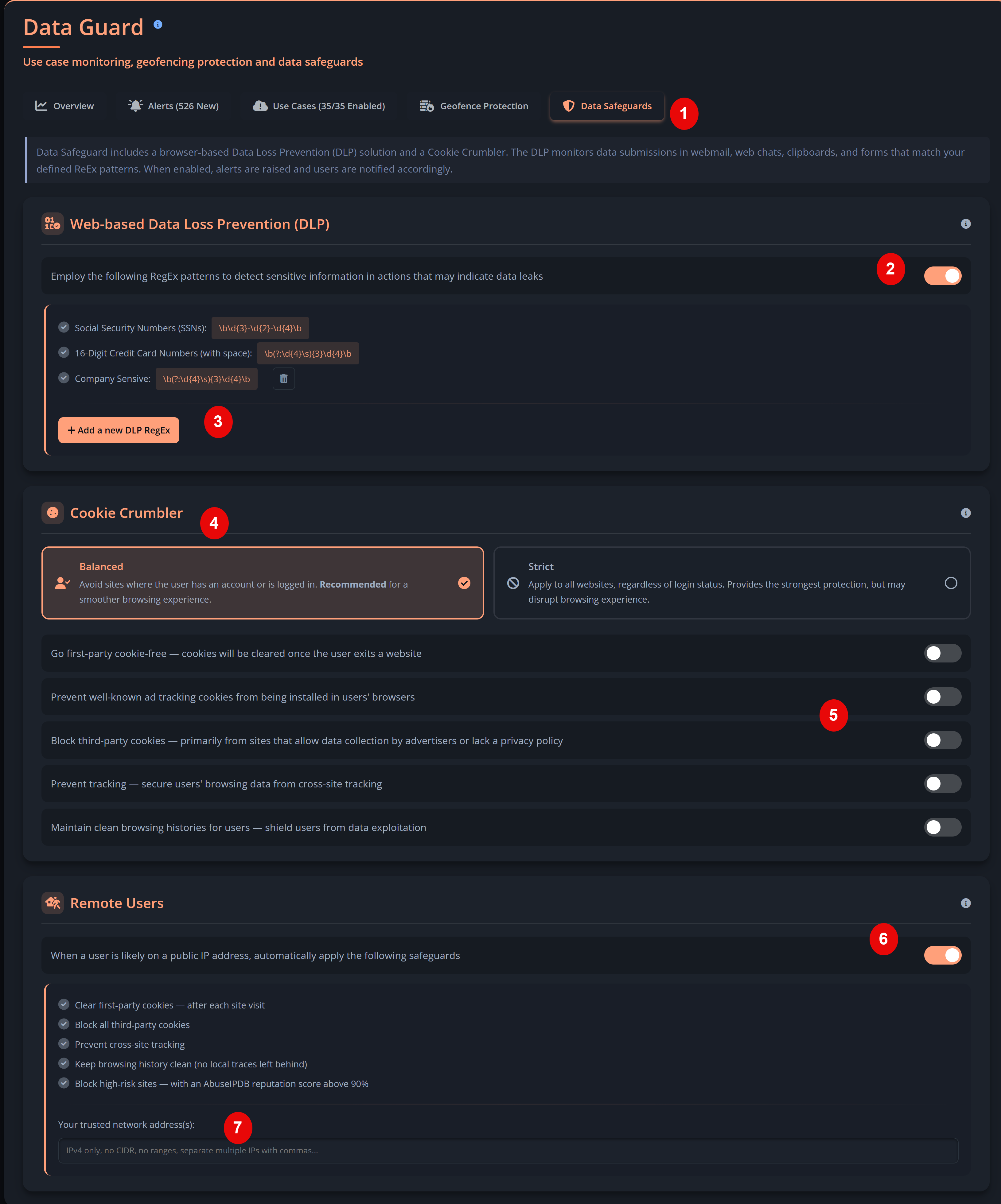 Data Safeguards panel