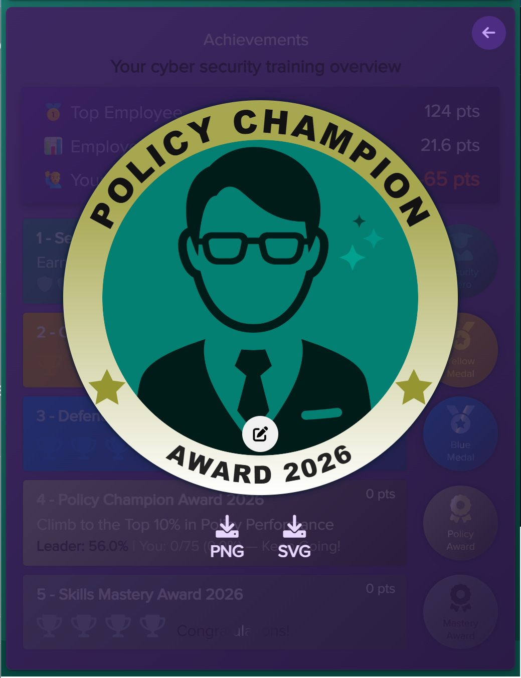 Policy Champion Award example