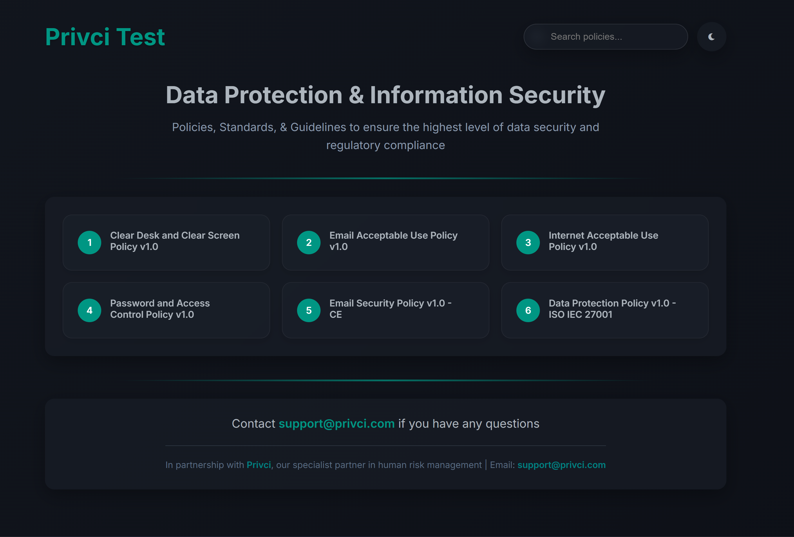 Policy web portal view